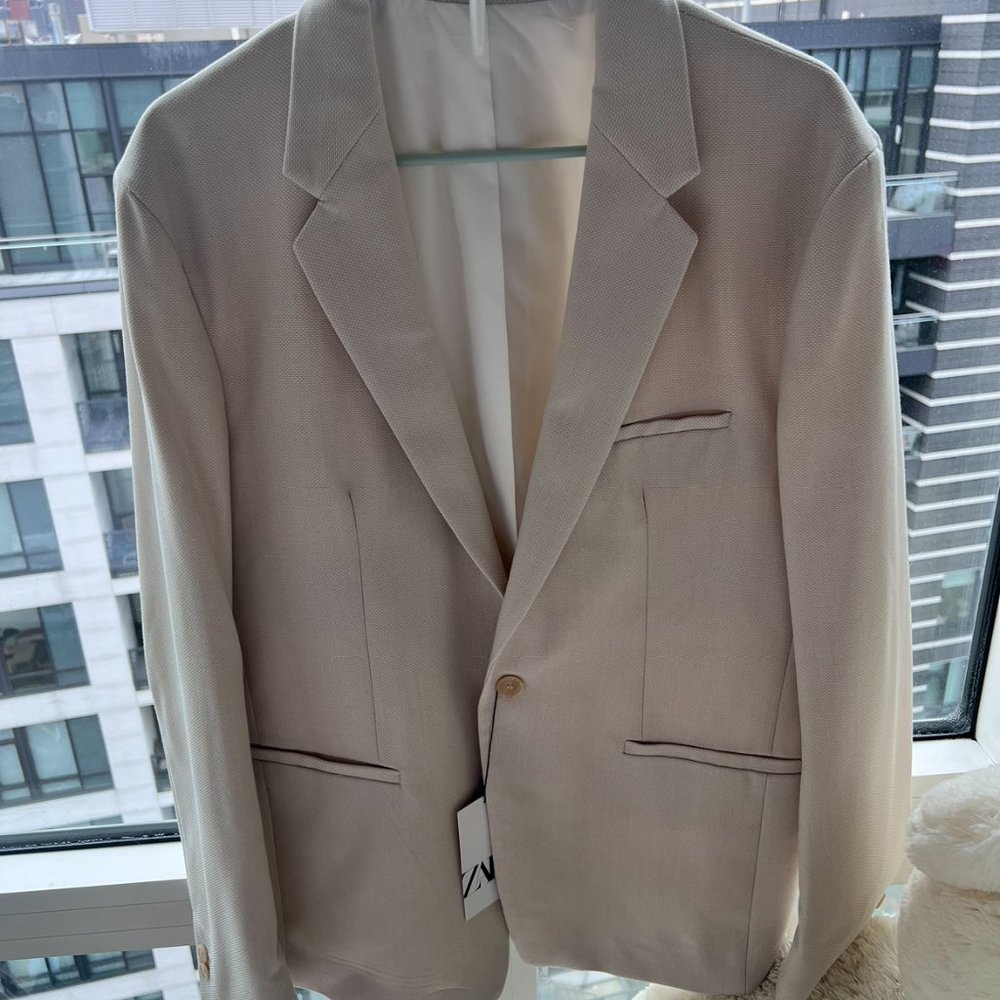 Zara Beige Suit Blazer - Oversize, Men/Women, with tag, 52 size